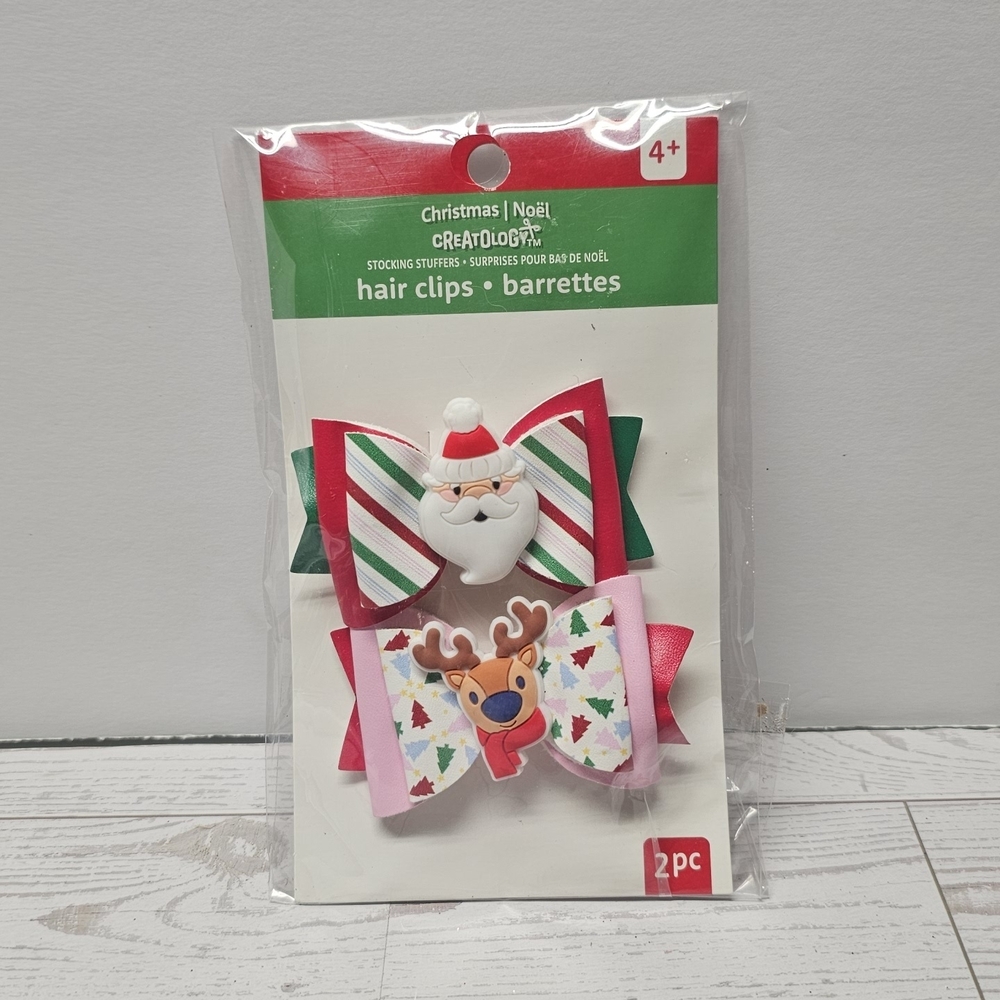 Christmas Santa & Reindeer Hair Clips - Red, Green, Pink